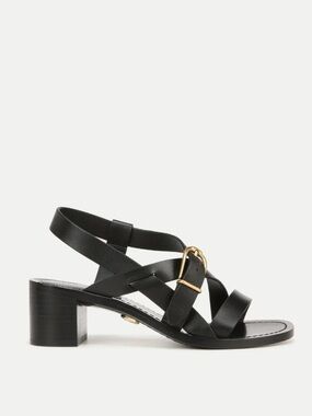 New Veronica Beard Etta Leather Sandal Black Sz 8